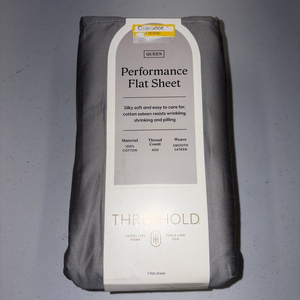 Queen 400 Thread Count Performance Flat Sheet Classic Gray - Threshold: Cotton